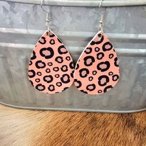 Faux leather teardrop earrings